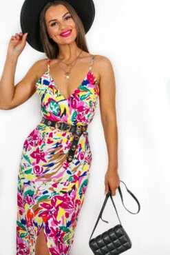 Garden Party - White Multi Floral Midi Dress -Deals Modashka Store 8E4A0793