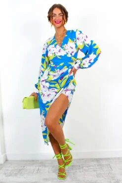 A Class Of Your Own - Blue Lime Floral Midi Dress -Deals Modashka Store AClassOfYourOwn BlueLimeFloralMidiDress 5