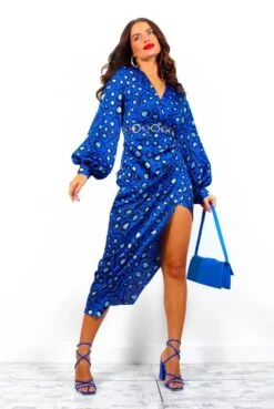 A Class Of Your Own - Cobalt Leopard Print Midi Dress -Deals Modashka Store AClassOfYourOwn CobaltLeopardPrintMidiDress 1