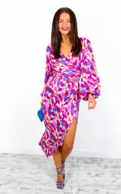 A Class Of Your Own - Pink Multi Brushstroke Midi Dress -Deals Modashka Store AClassOfYourOwn PinkMultiBrushstrokeMidiDress 3