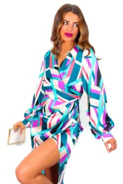 A Class Of Your Own - Purple Turquoise Abstract Midi Dress -Deals Modashka Store AClassOfYourOwn PurpleTurquoiseAbstractMidiDress 3