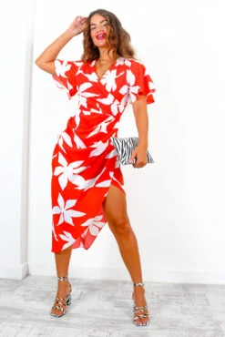 A Class Of Your Own - Red White Floral Print Midi Dress -Deals Modashka Store AClassOfYourOwn RedWhiteFloralPrintMidiDress 4