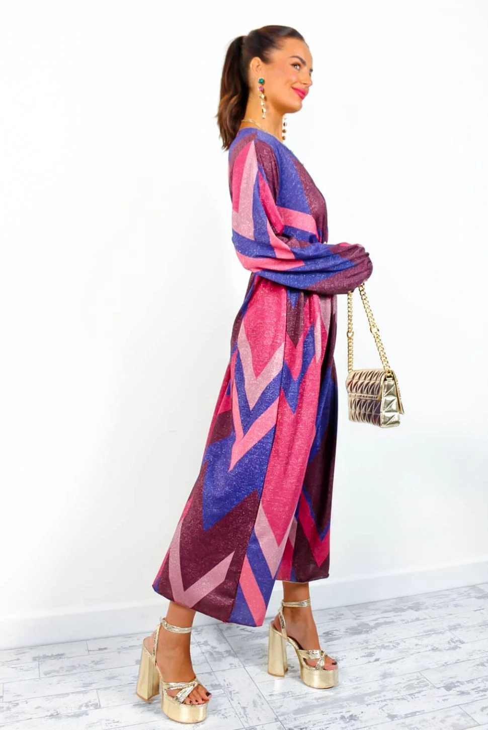 A Way Of Life - Purple Pink Glitter Stripe Midi Dress 8 A Way Of Life - Purple Pink Glitter Stripe Midi Dress - Image 6