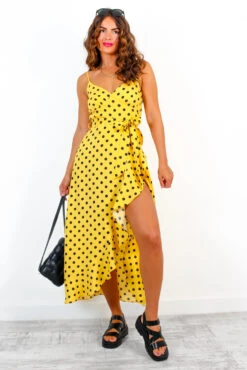 All Eyes On Her - Yellow Black Polka Dot Frilled Maxi Dress -Deals Modashka Store AllEyesOnHer YellowBlackPolkaDotFrilledMaxiDress 4