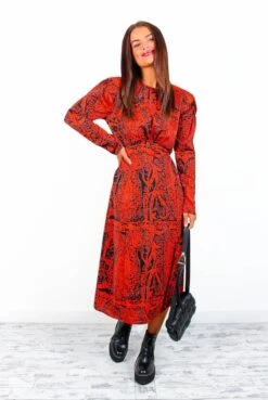 AX Paris All For You - Red Black Paisley Midi Dress -Deals Modashka Store AllForYou RedBlackPaisleyMidiDress 6