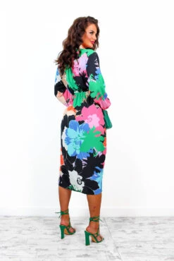 All Tied Up - Black Floral Midi Wrap Dress -Deals Modashka Store AllTiedUp BlackFloralMidiWrapDress 4