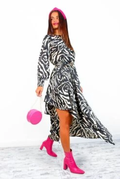 AX Paris Always Yours - Black White Zebra Asymmetrical Midi Dress -Deals Modashka Store AlwaysYours BlackWhiteZebraAsymmetricalMidiDress 6