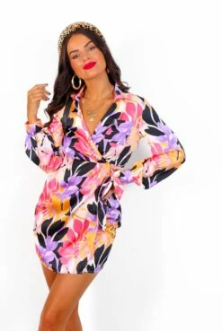 Anything But Basic - Orange Purple Floral Mini Dress -Deals Modashka Store AnythingButBasic OrangePurpleFloralMiniDress 1