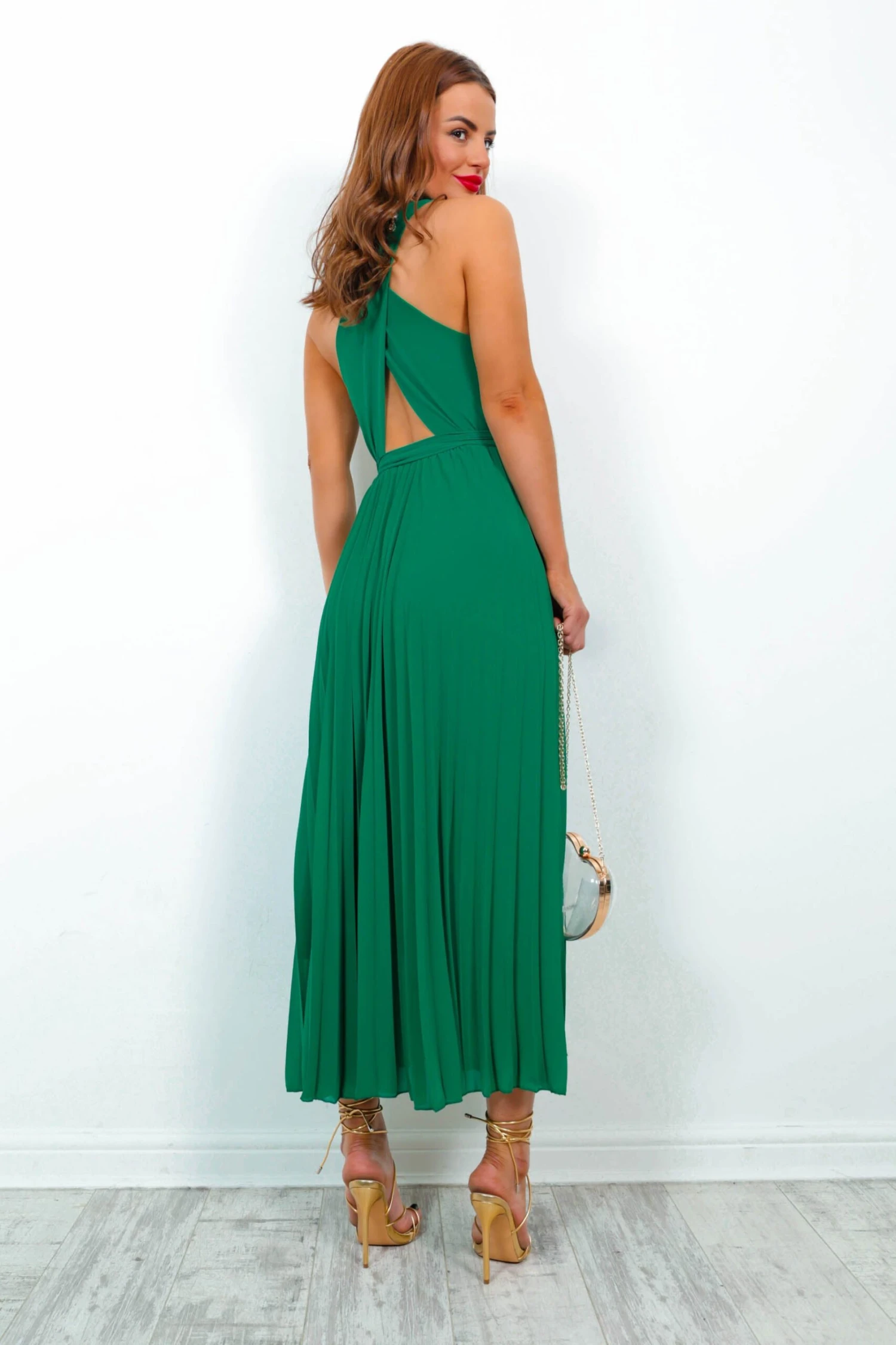 Artemis - Green Pleated Maxi Dress 10 Artemis - Green Pleated Maxi Dress - Image 8