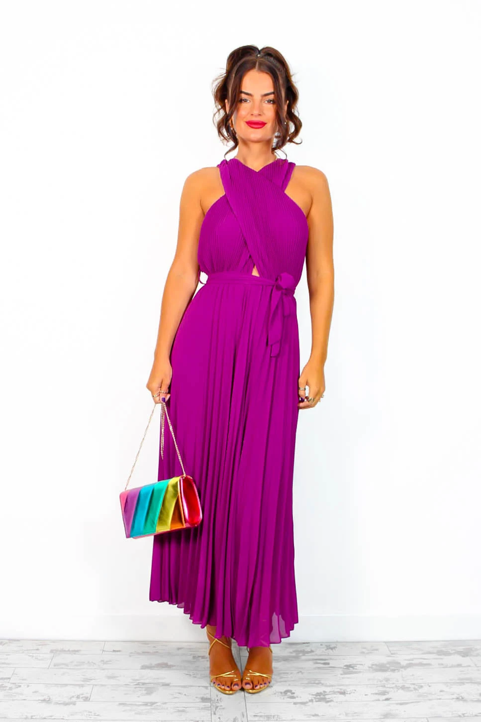 Artemis - Magenta Pleated Maxi Dress 6 Artemis - Magenta Pleated Maxi Dress - Image 4