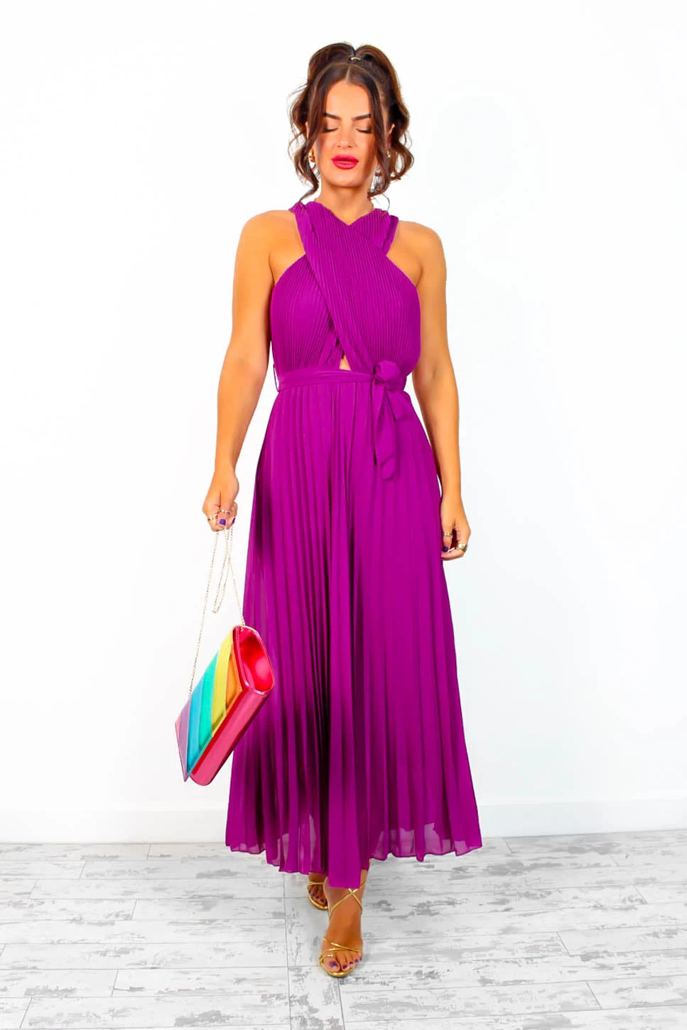 Artemis - Magenta Pleated Maxi Dress 9 Artemis - Magenta Pleated Maxi Dress - Image 7