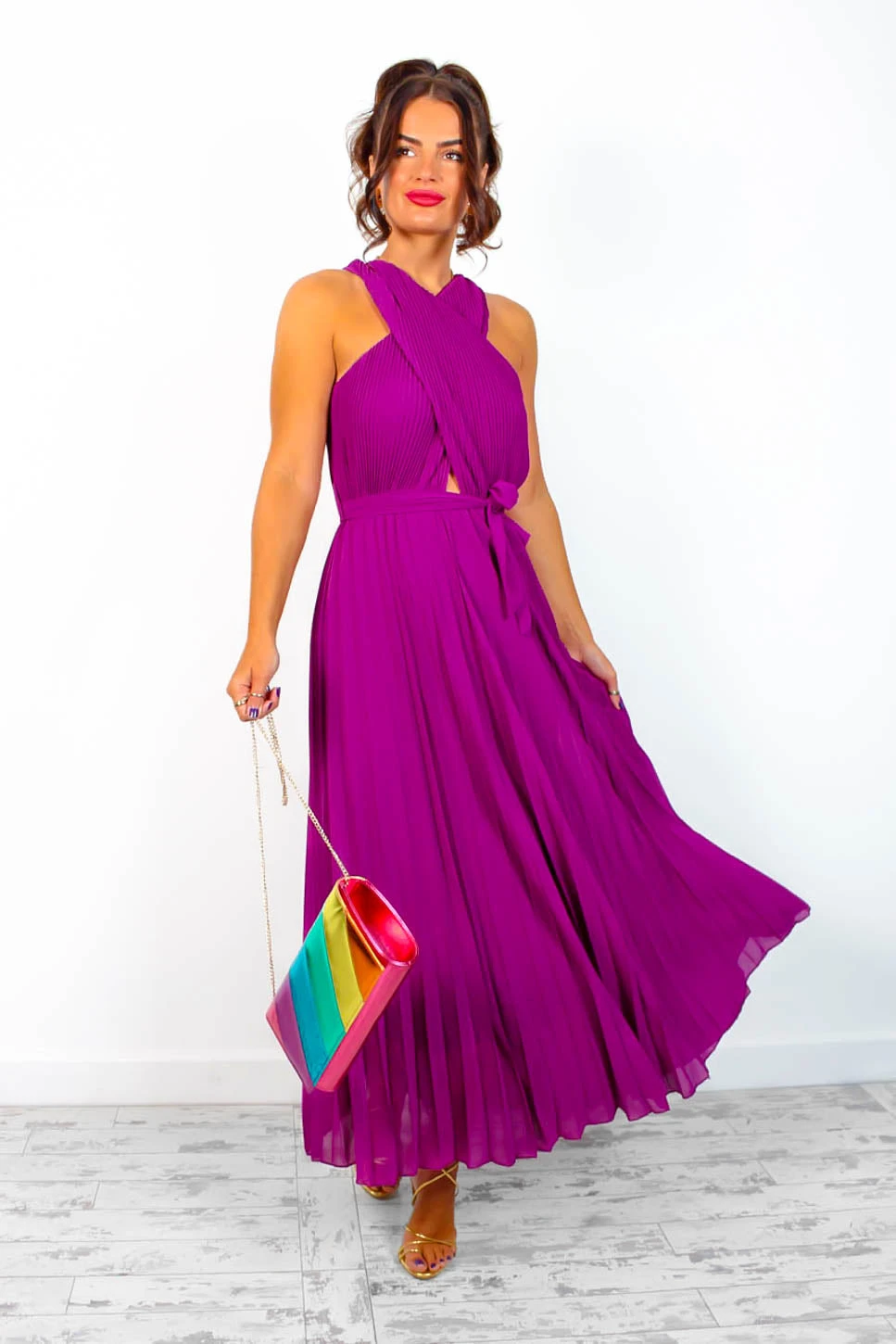Artemis - Magenta Pleated Maxi Dress 3 Artemis - Magenta Pleated Maxi Dress