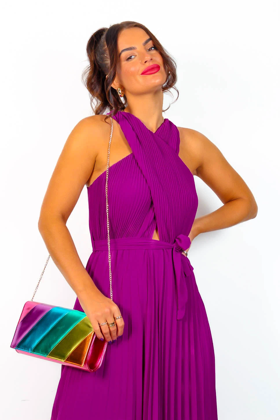 Artemis - Magenta Pleated Maxi Dress 5 Artemis - Magenta Pleated Maxi Dress - Image 3