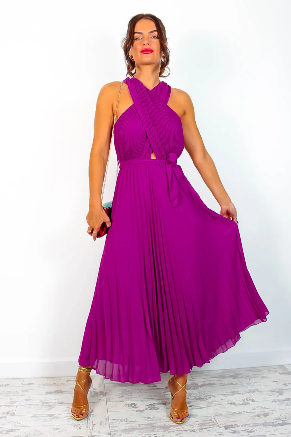 Artemis - Magenta Pleated Maxi Dress 7 Artemis - Magenta Pleated Maxi Dress - Image 5