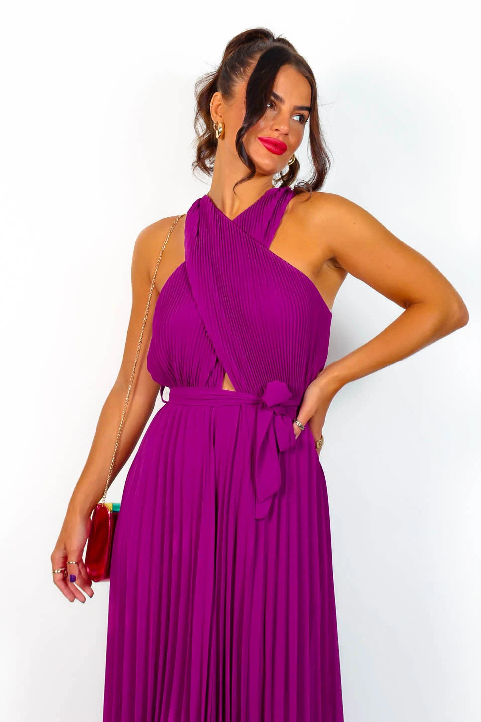 Artemis - Magenta Pleated Maxi Dress 8 Artemis - Magenta Pleated Maxi Dress - Image 6