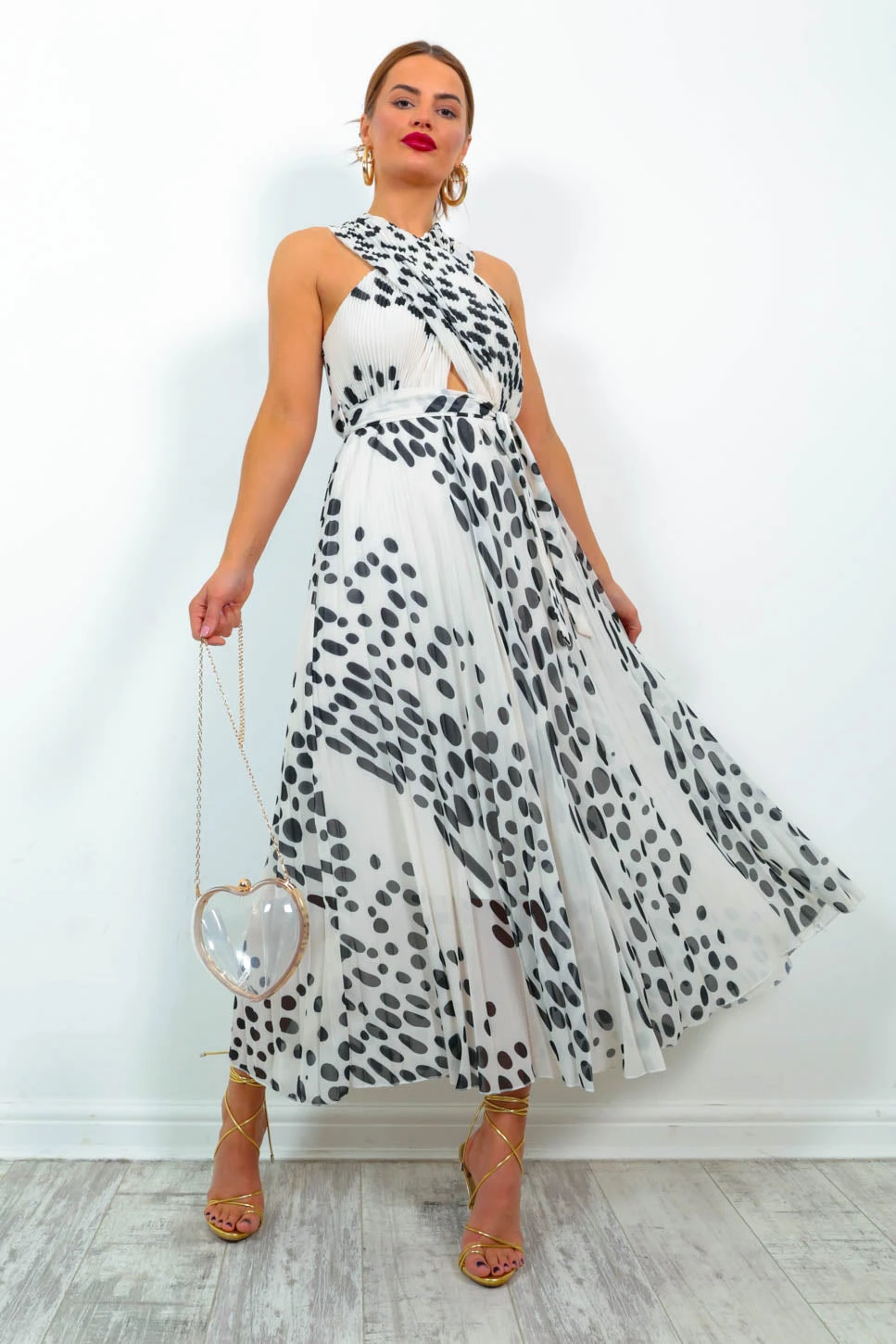 Artemis - White Spot Pleated Maxi Dress 7 Artemis - White Spot Pleated Maxi Dress - Image 5