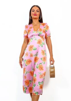 Back Me Up - Pink Multi Floral Midi Dress 11 Back Me Up - Pink Multi Floral Midi Dress -Deals Modashka Store BackMeUp PinkMultiFloralMidiDress 2