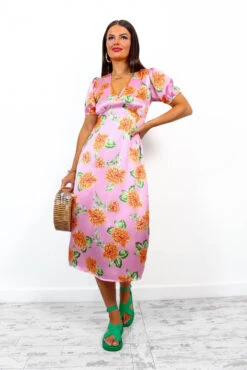Deals Modashka Store -Deals Modashka Store BackMeUp PinkMultiFloralMidiDress 5