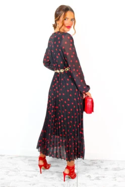 Bad Romance - Black Red Heart Print Pleated Midi Dress 14 Bad Romance - Black Red Heart Print Pleated Midi Dress -Deals Modashka Store BadRomance BlackRedHeartPrintPleatedMidiDress 1