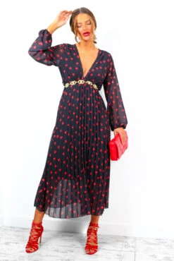 Bad Romance - Black Red Heart Print Pleated Midi Dress 13 Bad Romance - Black Red Heart Print Pleated Midi Dress -Deals Modashka Store BadRomance BlackRedHeartPrintPleatedMidiDress 4