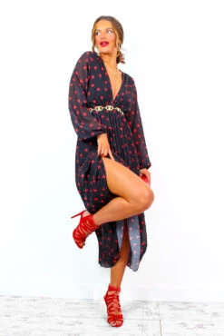 Bad Romance - Black Red Heart Print Pleated Midi Dress 15 Bad Romance - Black Red Heart Print Pleated Midi Dress -Deals Modashka Store BadRomance BlackRedHeartPrintPleatedMidiDress 5