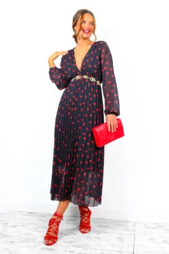 Bad Romance - Black Red Heart Print Pleated Midi Dress 11 Bad Romance - Black Red Heart Print Pleated Midi Dress -Deals Modashka Store BadRomance BlackRedHeartPrintPleatedMidiDress 6