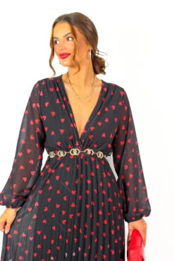 Bad Romance - Black Red Heart Print Pleated Midi Dress 12 Bad Romance - Black Red Heart Print Pleated Midi Dress -Deals Modashka Store BadRomance BlackRedHeartPrintPleatedMidiDress 7