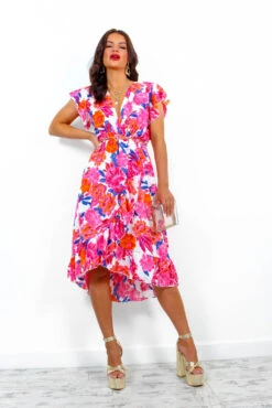 Be My Lover - Pink Multi Floral Midi Dress 13 Be My Lover - Pink Multi Floral Midi Dress -Deals Modashka Store BeMyLover PinkMultiFloralMidiDress1