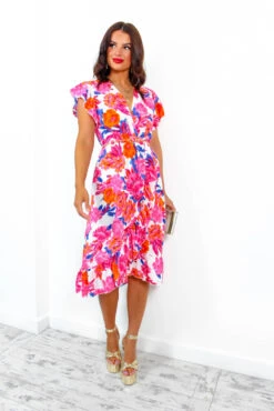 Be My Lover - Pink Multi Floral Midi Dress 11 Be My Lover - Pink Multi Floral Midi Dress -Deals Modashka Store BeMyLover PinkMultiFloralMidiDress4