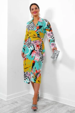 Be Your Fantasy - Turquoise Botanical Print Midi Dress -Deals Modashka Store BeYourFantasy TurquoiseBotanicalPrintMidiDress4