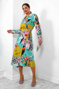 Be Your Fantasy - Turquoise Botanical Print Midi Dress -Deals Modashka Store BeYourFantasy TurquoiseBotanicalPrintMidiDress5