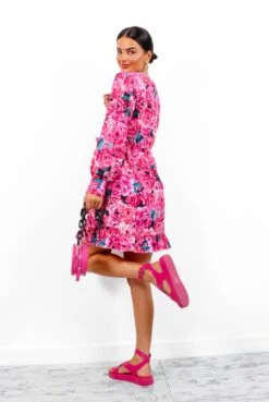Catwalk Beautiful Day - Pink Floral Mini Wrap Dress -Deals Modashka Store BeautifulDay PinkFloralMiniWrapDress1