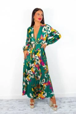 Beauty In Everything - Forest Multi Printed Pleated Midi Dress -Deals Modashka Store BeautyInEverything ForestMultiPrintedPleatedMidiDress 1