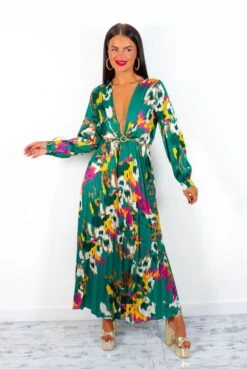 Beauty In Everything - Forest Multi Printed Pleated Midi Dress -Deals Modashka Store BeautyInEverything ForestMultiPrintedPleatedMidiDress 6