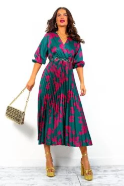 Bolder The Better - Forest Magenta Floral Pleated Midi Dress 13 Bolder The Better - Forest Magenta Floral Pleated Midi Dress -Deals Modashka Store BolderTheBetter ForestMagentaFloralPleatedMidiDress 2