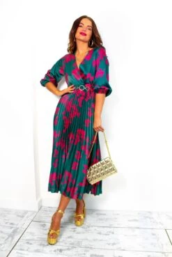 Bolder The Better - Forest Magenta Floral Pleated Midi Dress 11 Bolder The Better - Forest Magenta Floral Pleated Midi Dress -Deals Modashka Store BolderTheBetter ForestMagentaFloralPleatedMidiDress 6