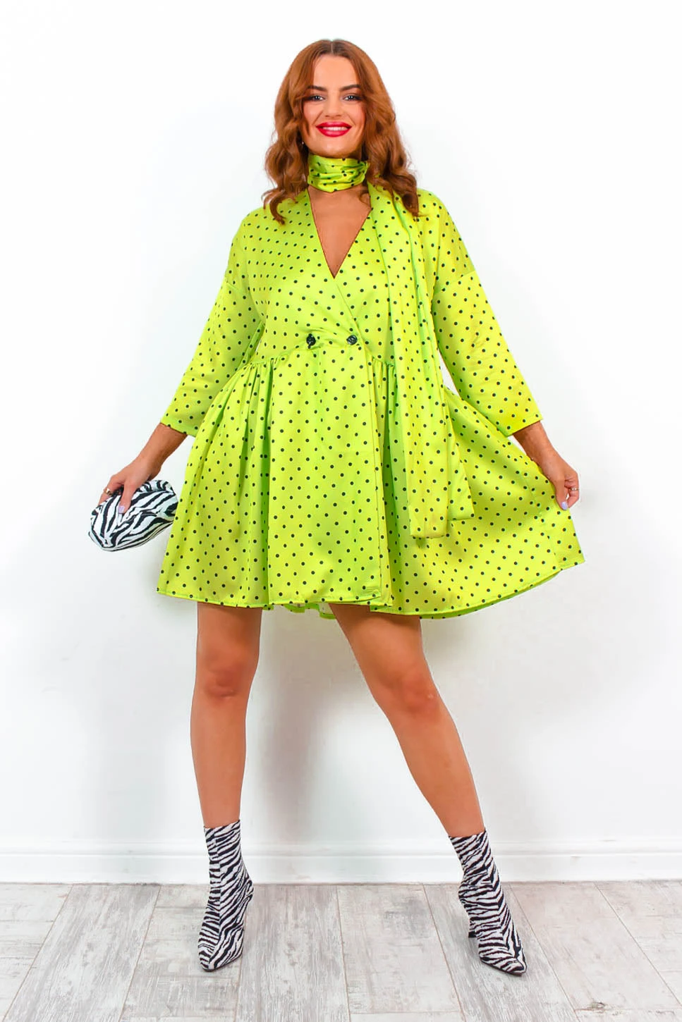 Bow Love Lost - Lime Polka Dot Mini Dress 5 Bow Love Lost - Lime Polka Dot Mini Dress - Image 3