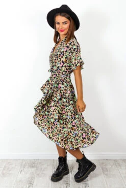 Call Of The Wild - Beige Multi Leopard Print Wrap Dress