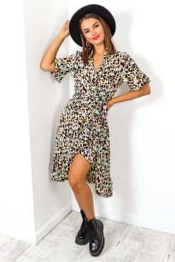 Call Of The Wild - Beige Multi Leopard Print Wrap Dress -Deals Modashka Store CallOfTheWild BeigeMultiLeopardPrintWrapDress 5