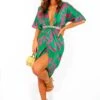 Cocktail OClock - Green Pink Floral Midi Dress -Deals Modashka Store CocktailO Clock GreenPinkFloralMidiDress 5