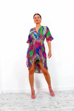 Cocktail OClock - Multi Rainbow Animal Print Midi Dress -Deals Modashka Store CocktailO Clock MultiRainbowAnimalPrintMidiDress4