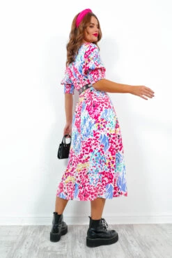 Cuff It Up - Pink Multi Floral Midi Dress -Deals Modashka Store CuffItUp PinkMultiFloralMidiDress5