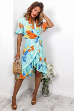 Tropical Getaway - Turquoise Wrap Dress 11 Tropical Getaway - Turquoise Wrap Dress -Deals Modashka Store DIRTY LITTLE STYLE BITCH 129035865
