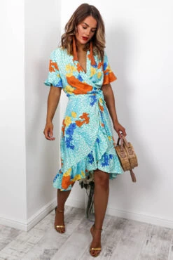 Tropical Getaway - Turquoise Wrap Dress 13 Tropical Getaway - Turquoise Wrap Dress -Deals Modashka Store DIRTY LITTLE STYLE BITCH 129035872