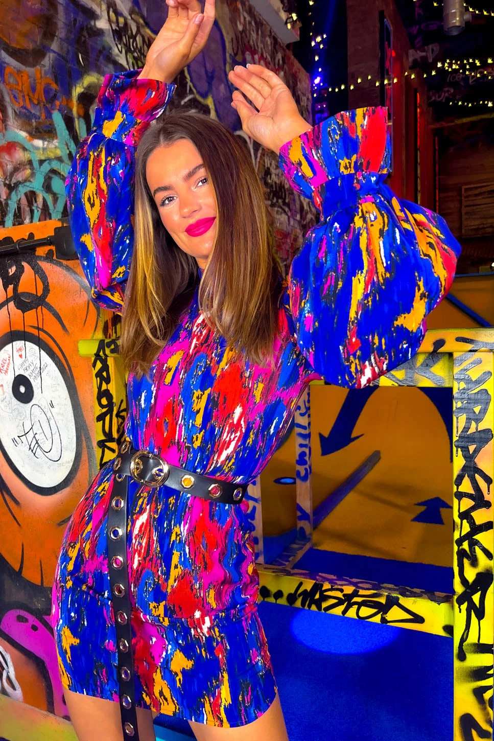 Don't Sleeve Me - Cobalt Abstract Mini Dress 4 Don't Sleeve Me - Cobalt Abstract Mini Dress - Image 2