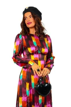 Dont Give A Glam - Black Multi Abstract Midi Dress -Deals Modashka Store Don tGiveAGlam BlackMultiAbstractMidiDress 5