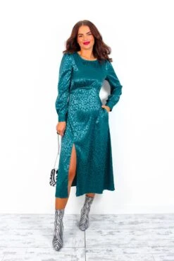 Dont Give A Glam - Forest Leopard Jacquard Midi Dress