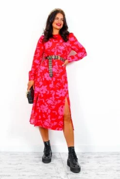 Dont Give A Glam - Red Pink Floral Midi Dress 11 Dont Give A Glam - Red Pink Floral Midi Dress -Deals Modashka Store Don tGiveAGlam RedPinkFloralMidiDres6