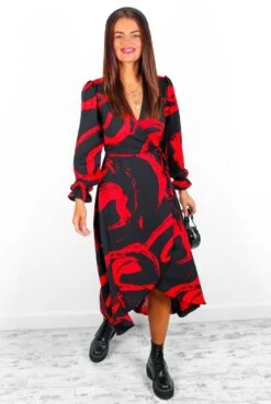 AX Paris Dont Tame Me - Black Red Brushstroke Midi Wrap Dress 13 AX Paris Dont Tame Me - Black Red Brushstroke Midi Wrap Dress -Deals Modashka Store Don tTameMe BlackRedBrushstrokeMidiWrapDress 2