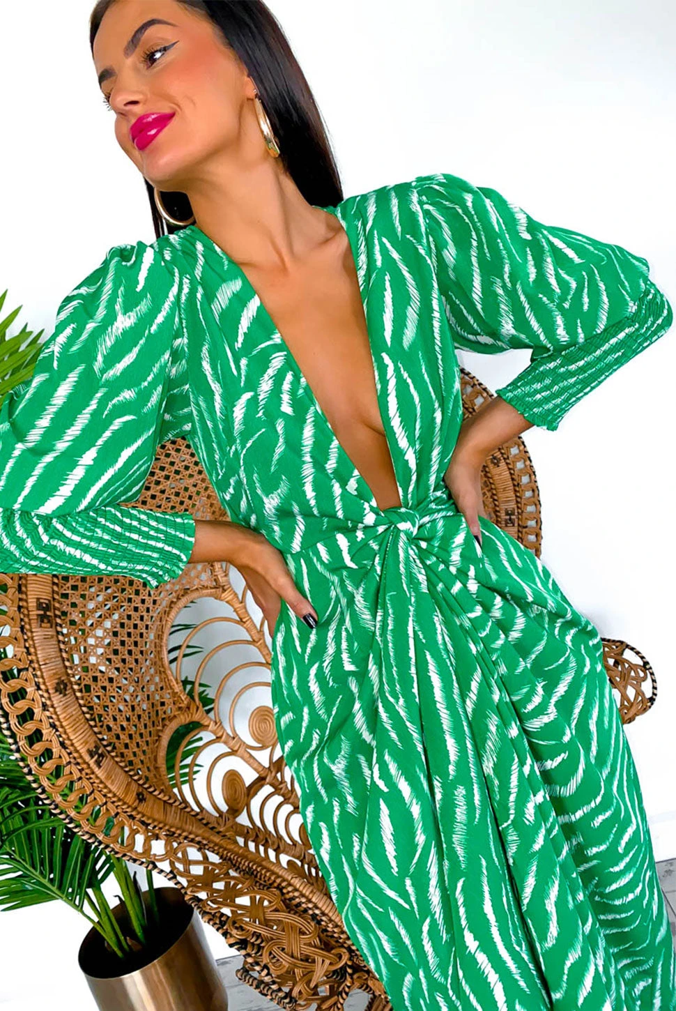 Glamorous Drive Em Wild - Green Zebra Midi Wrap Dress 3 Glamorous Drive Em Wild - Green Zebra Midi Wrap Dress